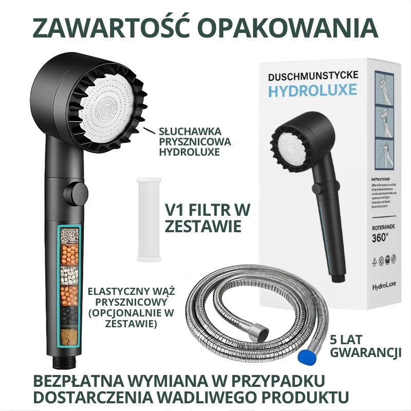 HYDROLUXE™ – Usuwa chlor i kamień z Twojego prysznica