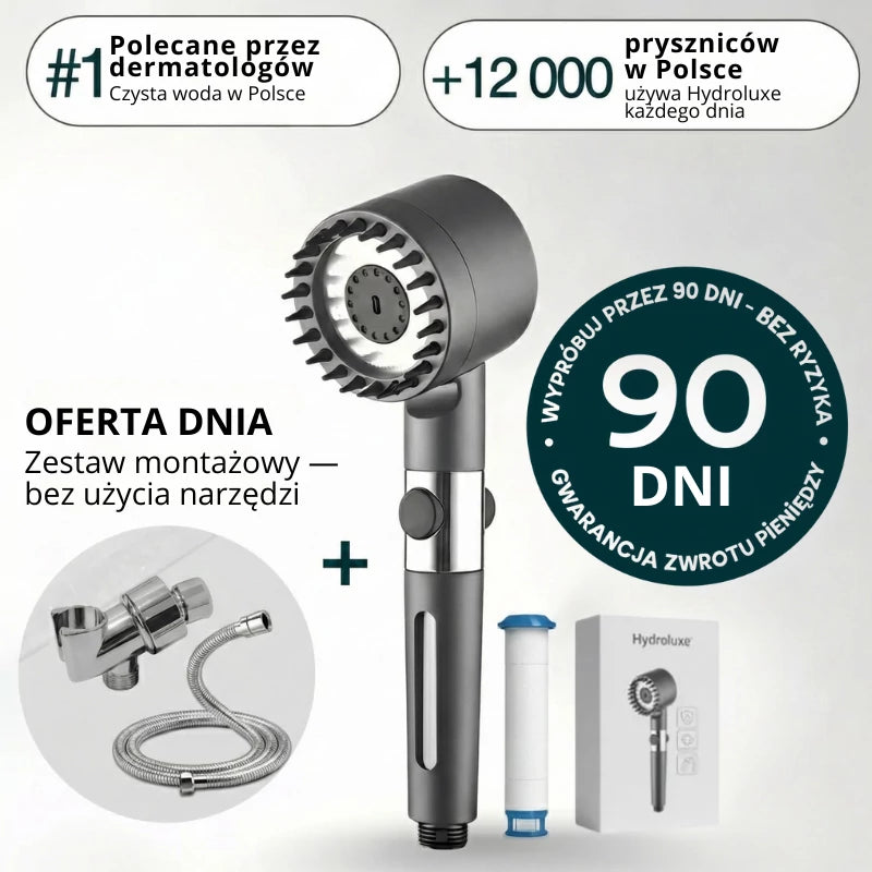 HYDROLUXE™ – Usuwa chlor i kamień z Twojego prysznica