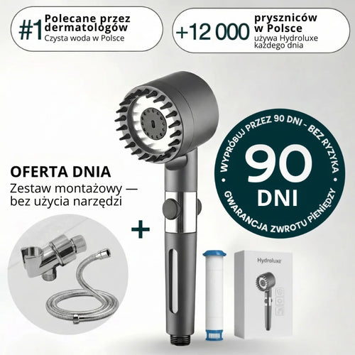 HYDROLUXE™ – Usuwa chlor i kamień z Twojego prysznica