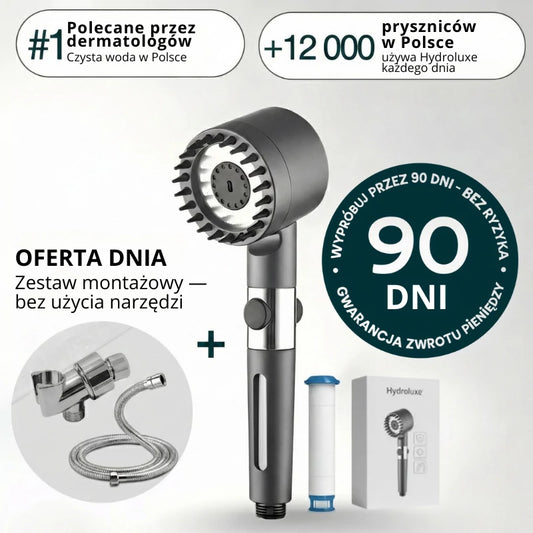 HYDROLUXE™ – Usuwa chlor i kamień z Twojego prysznica